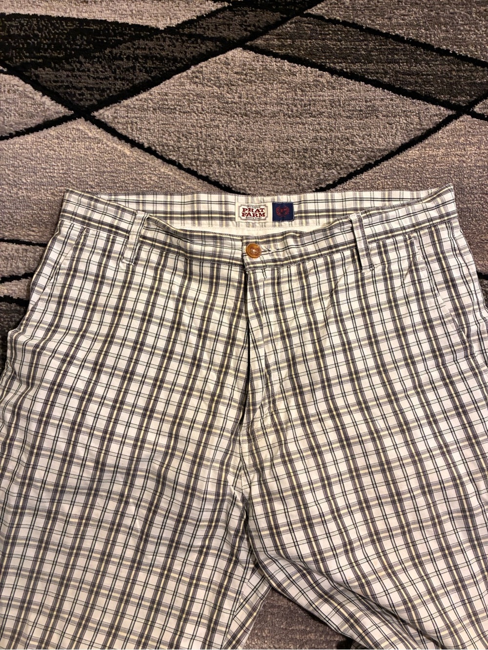 Phat Farm Men's Plaid Chinos in White and Black